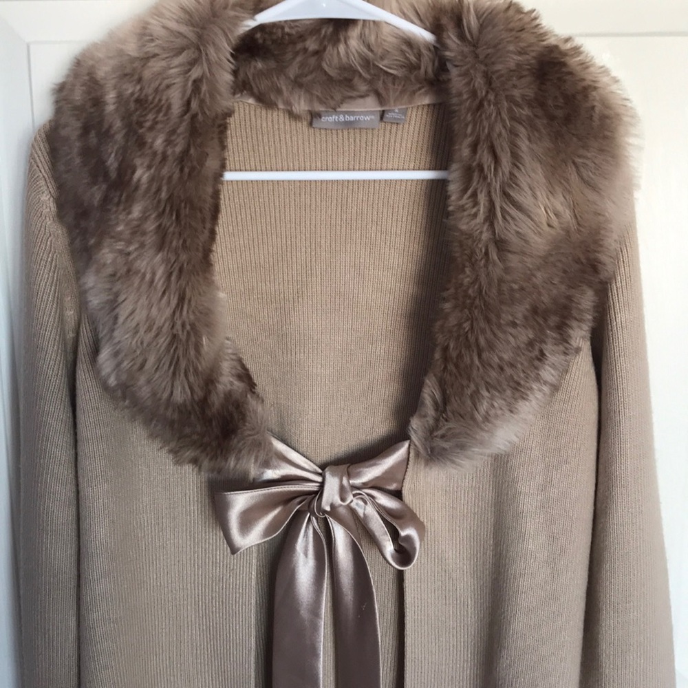 Classic Faux Trim Sweater. EUC